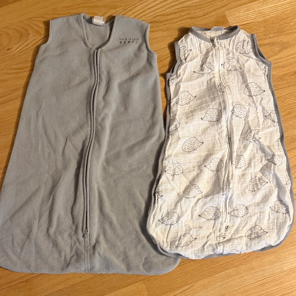 Halo Baby Fleece and Cotton Muslin sleep sacks, 2 pc, size M, 6-12 mo